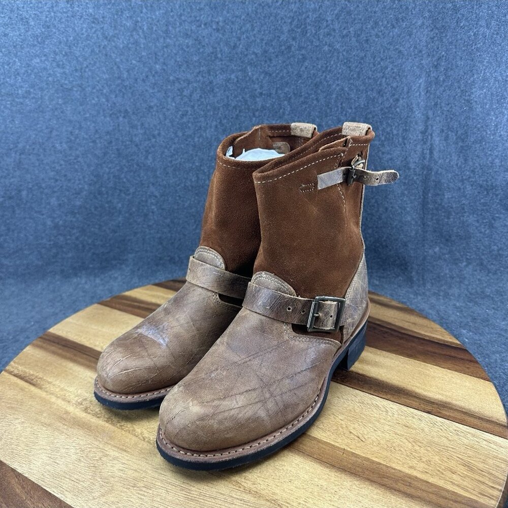 Vintage Distressed Moto Engineer Boots Brown Leather Suede MaxiTred Women's 7M - Picture 6 of 11